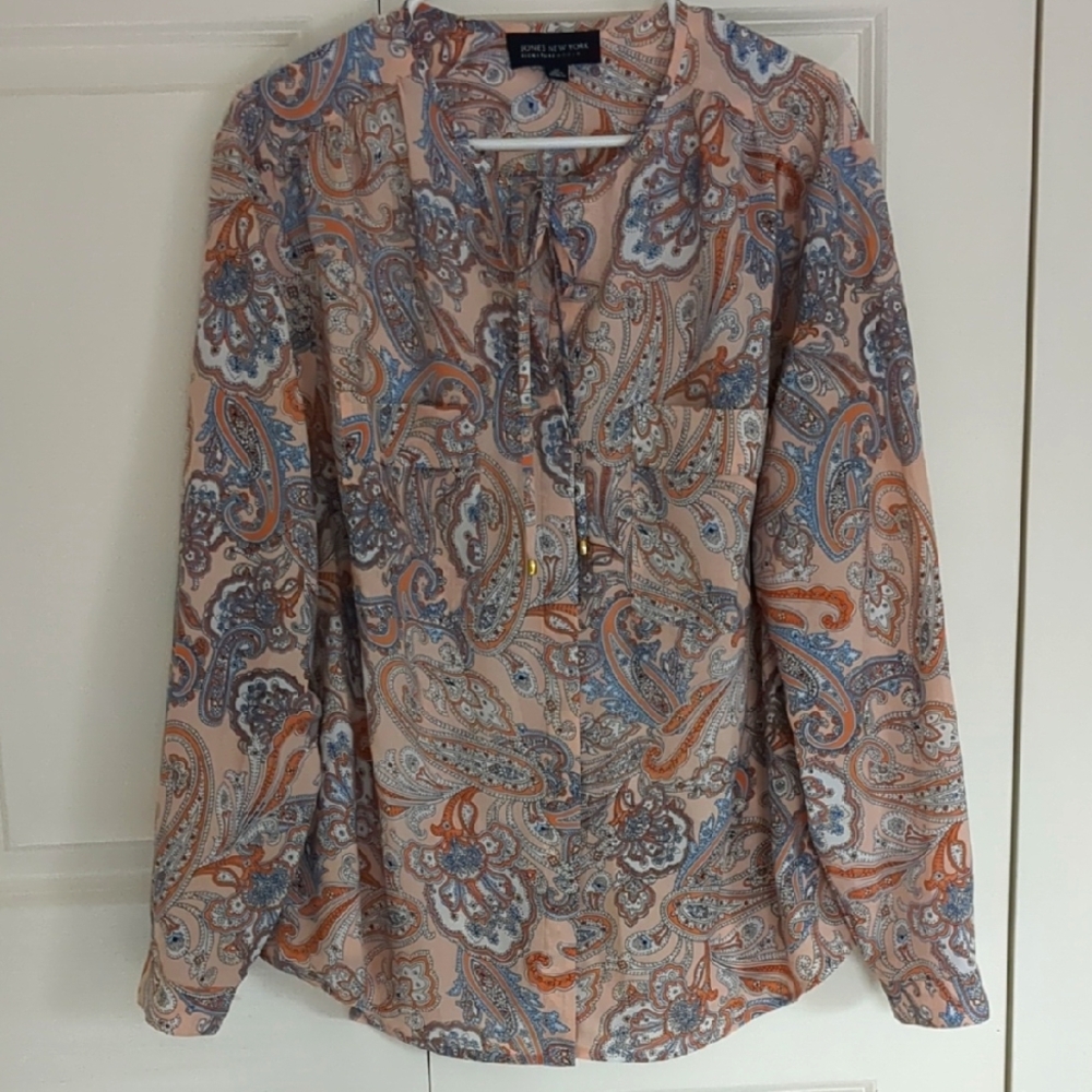 Peach Paisley Print Jones New York Top